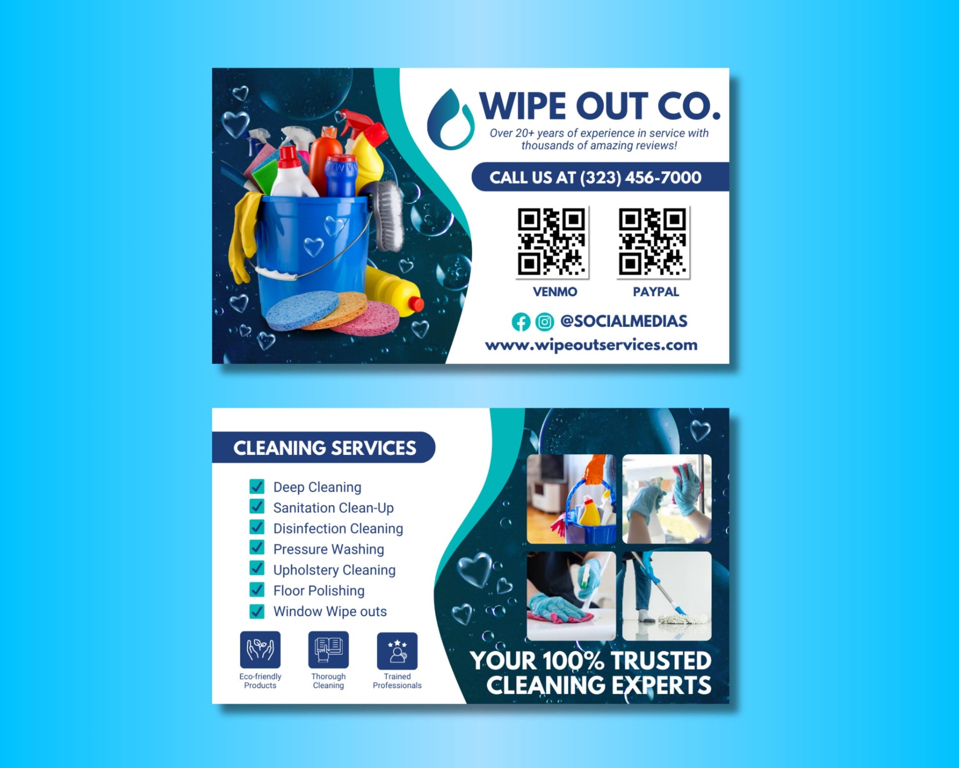 Cleaning Services
Residential Cleaning
Commercial Cleaning
Deep Cleaning
Regular Cleaning
Move-In/Move-Out Cleaning
Janitorial Services
Maid Services
Housekeeping
Office Cleaning
Carpet Cleaning
Upholstery Cleaning
Window Cleaning
Floor Cleaning
Tile & Grout Cleaning
Post-Construction Cleaning
Pressure Washing
Sanitization
Disinfection
Eco-Friendly Cleaning
Green Cleaning
Business Card
Template
Design
Professional
Modern
Minimalist
Creative
Customizable
Print-Ready
Clean
QR Code