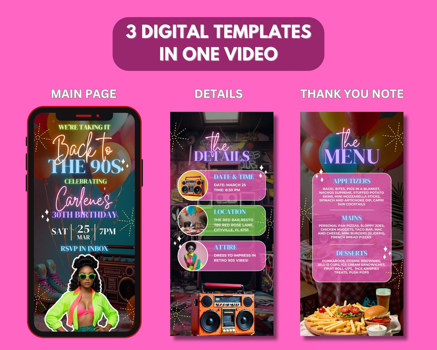 90s
nineties
retro
throwback
nostalgia
vintage
old school
animated
vibrant
neon
geometric
bold
graffiti
pixel art
glitch
y2k
mixtape
cassette
boombox
cd
walkman
headphones
music video
mtv
video games
arcade
computer
internet
dial-upbirthday
party
invite
celebration
animated invite
template
customizable
editable
rsvp
details
menu
food
drinks