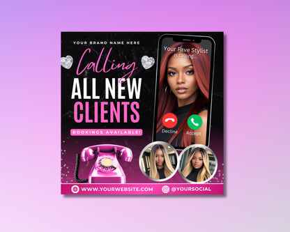 New Clients
Welcome New Clients
First-Time Clients
Client Acquisition
Client Outreach
Special Offer
Limited Time
Book Now
Appointment
Services
Discount
Promotion
Flyer
Advertisement
Marketing
Call to Action
Bookings Available
Schedule an Appointment
Contact Us
Website
Social Media
Phone Number
Email
Online Booking
Hair Salon
Beauty Salon
Spa
Fitness
Consulting
Real Estate
Photography