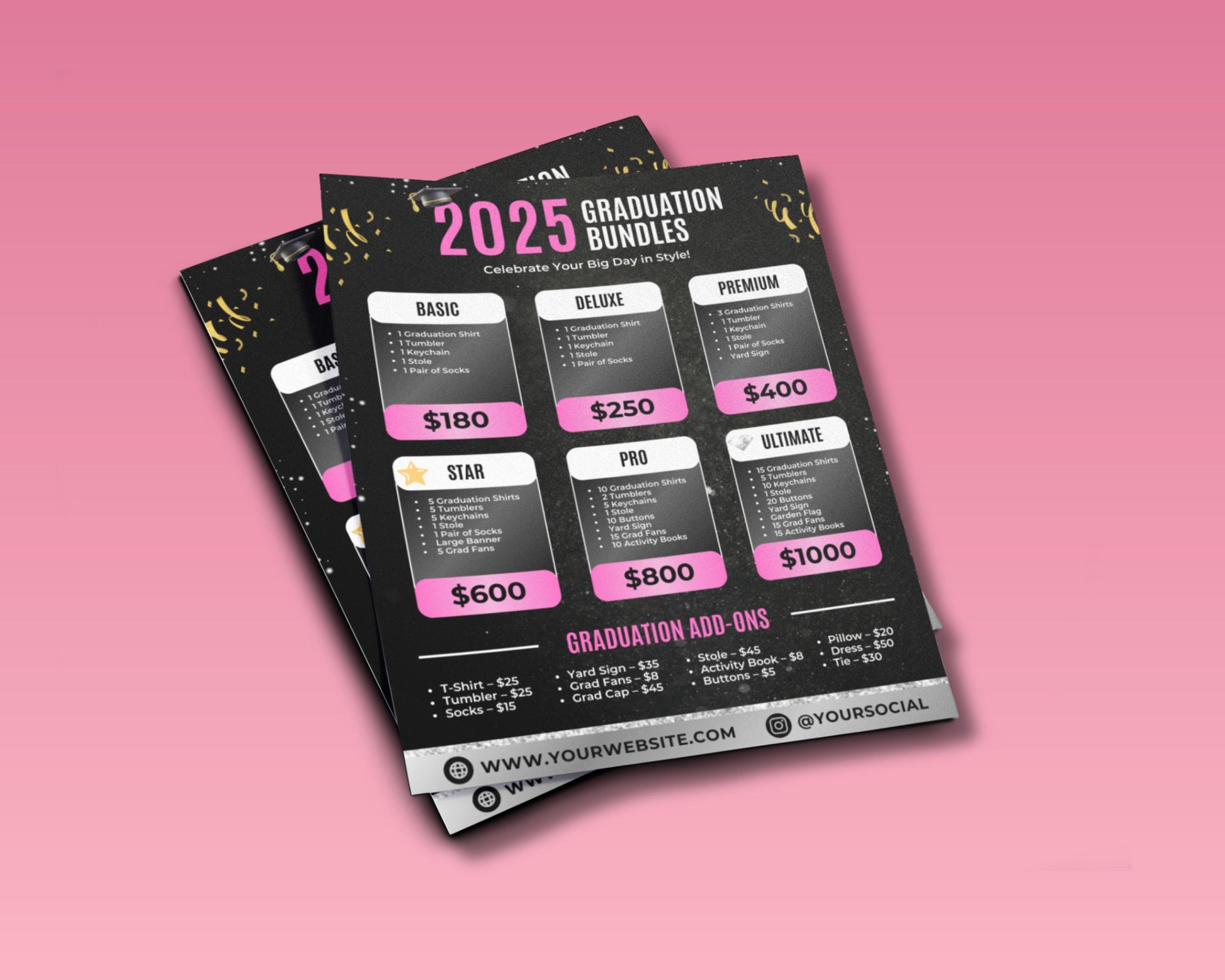 2025 Graduation
Graduation Bundles
Graduation Package
Graduation Gifts
Graduation Celebration
Graduation Merchandise
Graduation Keepsakes
Graduation Essentials
Graduation Sets
Graduation Deals
Bundle Deals
Value Packs
Affordable Graduation
Budget-Friendly Graduation
Graduation Discounts
Celebrate Graduation
Graduation Sale
Graduation Promotion
Graduation Offer
Shop Graduation
Order Now
Customize Your Bundle
Website
Social Media