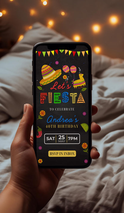 Fiesta
Party
Birthday
Celebrate
Invitation
Invite
Animated
Digital
Template
Mexican Fiesta
Sombrero
Maracas
Piñata
Chili Peppers
Cactus
Bunting
Colorful
Festive
Vibrant
Date
Time
Location
RSVP
Decorative
Illustrated