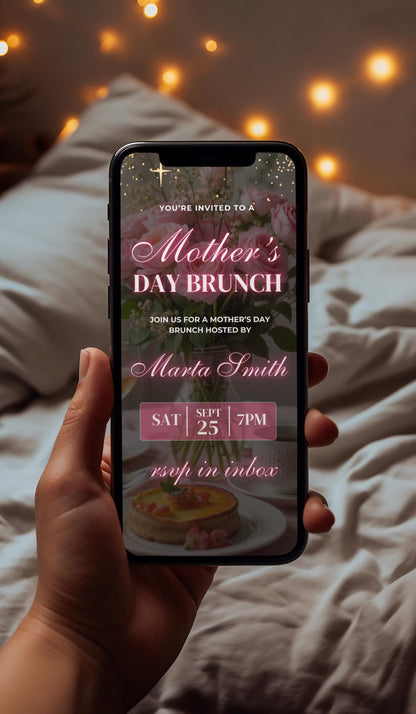 Animated Mother's Day Brunch Invitation, DIY Template Design, Mother's Day Event Video Invite, Premade Floral Mom's Day Celebration E-Invite