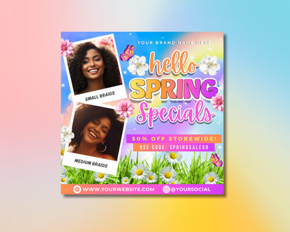 Spring
Seasonal
Promo
Sale
Discount
Raffle
Giveaway
Special Offers
Limited Time
Event
Marketing
Advertising
Promotion
torewide Sale
50% Off
Coupon Code
Raffle Tickets
Giveaway Prizes
Cash Prize
Gift Card
Bookings
Braids
Flyer Template
Bundle Template
Social Media Flyer
Digital Flyer
Promotional Flyer
Modern Design