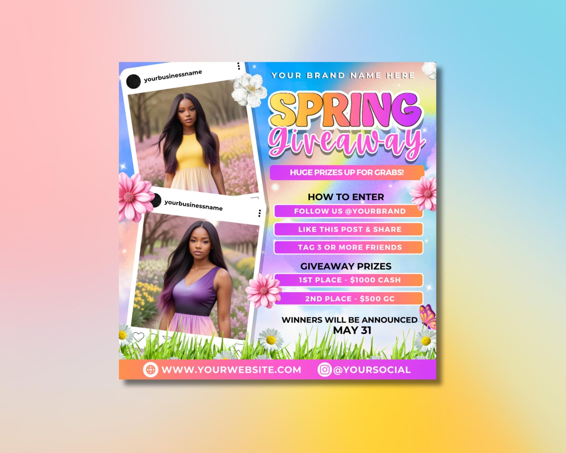 Spring
Seasonal
Promo
Sale
Discount
Raffle
Giveaway
Special Offers
Limited Time
Event
Marketing
Advertising
Promotion
torewide Sale
50% Off
Coupon Code
Raffle Tickets
Giveaway Prizes
Cash Prize
Gift Card
Bookings
Braids
Flyer Template
Bundle Template
Social Media Flyer
Digital Flyer
Promotional Flyer
Modern Design