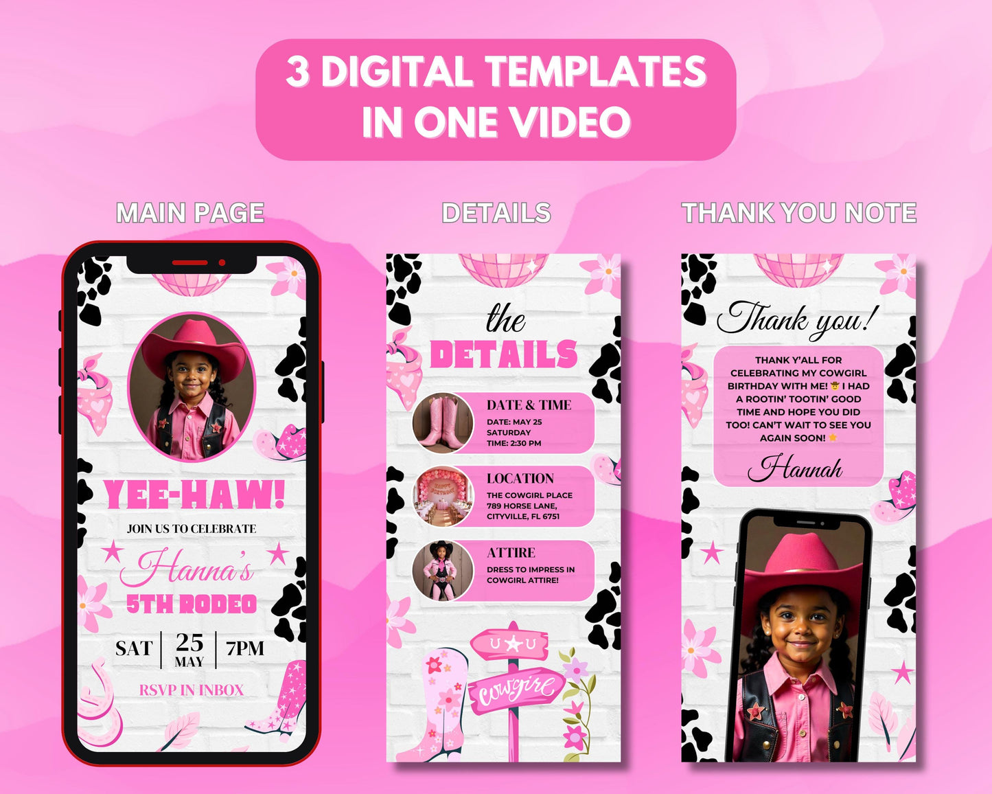 animated invitation
digital invitation
editable template
video invitation
shareable invitation
online invitation
cowgirl
rodeo
birthday
western
rustic
fun
playful
digital template
diy
editable
cowgirl birthday
western theme
rodeo theme
rustic party
rootin tootin
yee-haw
animated boots
pink hat
stars
sparkles
rope graphic