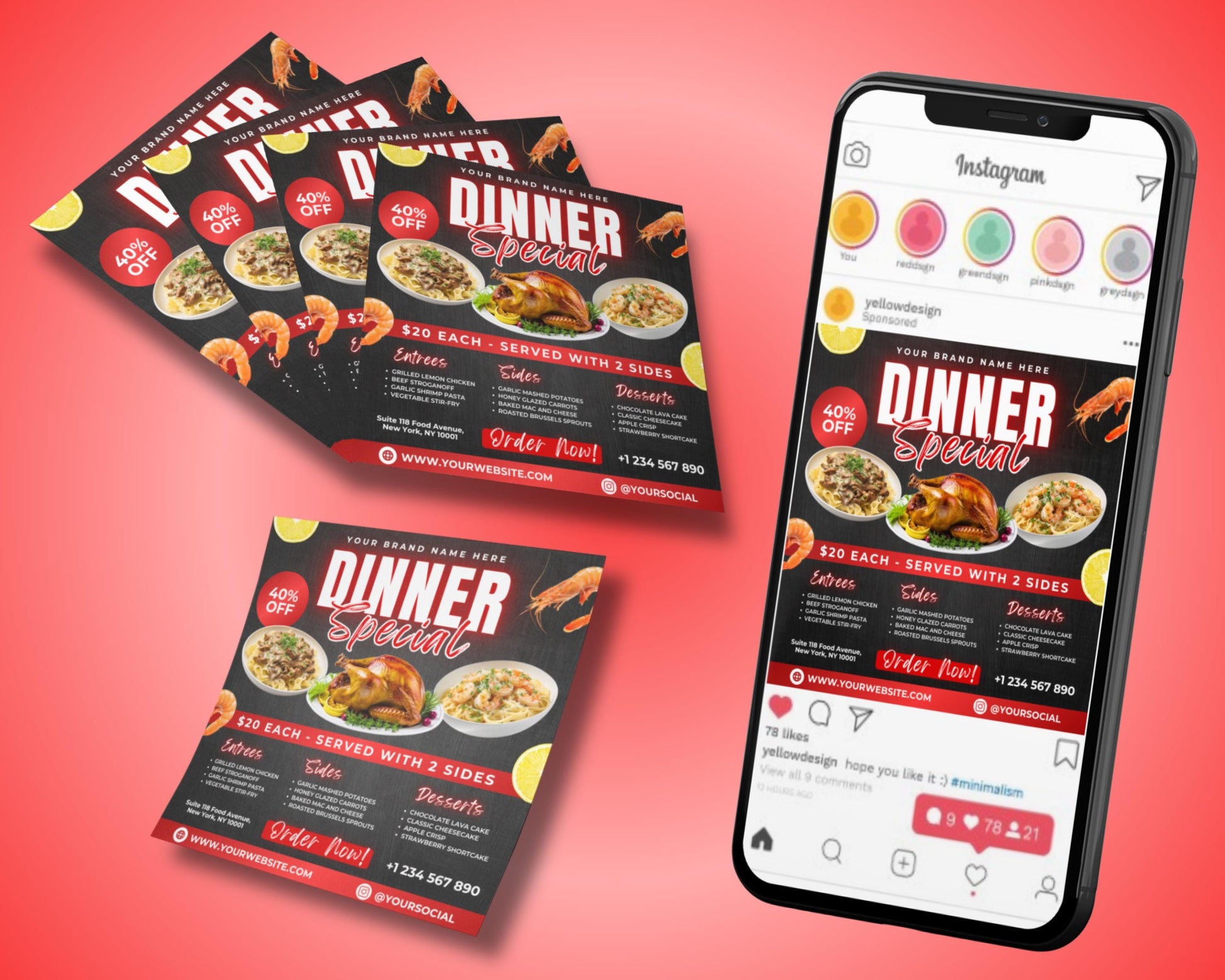 Dinner Specials
Food Flyer
Restaurant Flyer
Menu Flyer
Special Offer
Discount
Promotion
Limited Time Offer
Evening Meal
Dining
Cuisine
Culinary
Gourmet
Entrees
Sides
Desserts
Main Course
Appetizers
Chicken
Beef
Pasta
Seafood
Vegetarian
American
Italian