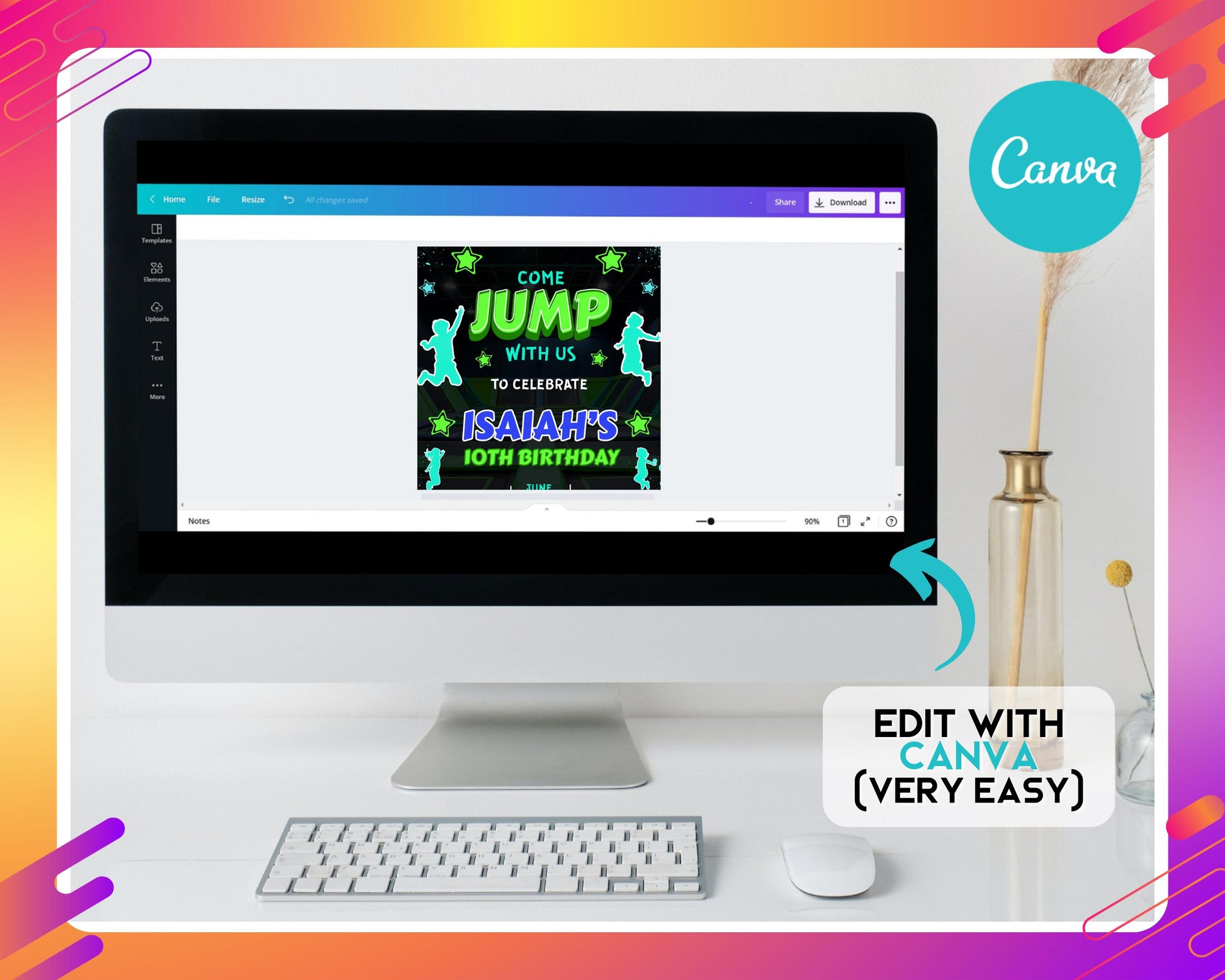 Trampoline Park
Birthday Party
Jump!
Bounce
Celebration
Kids Birthday
Youth Party
Active Party
Sports Party
Fun & Games
Energy
Excitement
Unforgettable
Jump-tastic
Flyer
Invitation
Invite
Colorful
Vibrant
Dynamic
Modern
Graphic Design
Illustrations 
Come Jump With Us
Join the Fun!