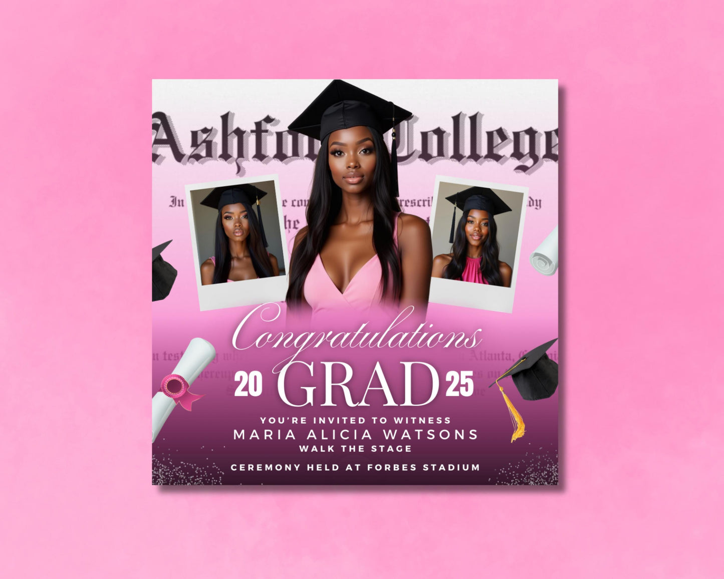 graduation flyer template
pink graduation invitation
graduation announcement
elegant graduation flyer
graduation ceremony invitation
college grad flyer
graduation
grad
class of 2025 
commencement
announcement
invitation
celebration
party
ceremony
pink
rose gold
pastel pink
blush pink
feminine
elegant
glamorous
celebratory
modern
chic
editable graduation flyer
canva graduation template
printable grad invitation
digital grad announcement
diy graduation flyer