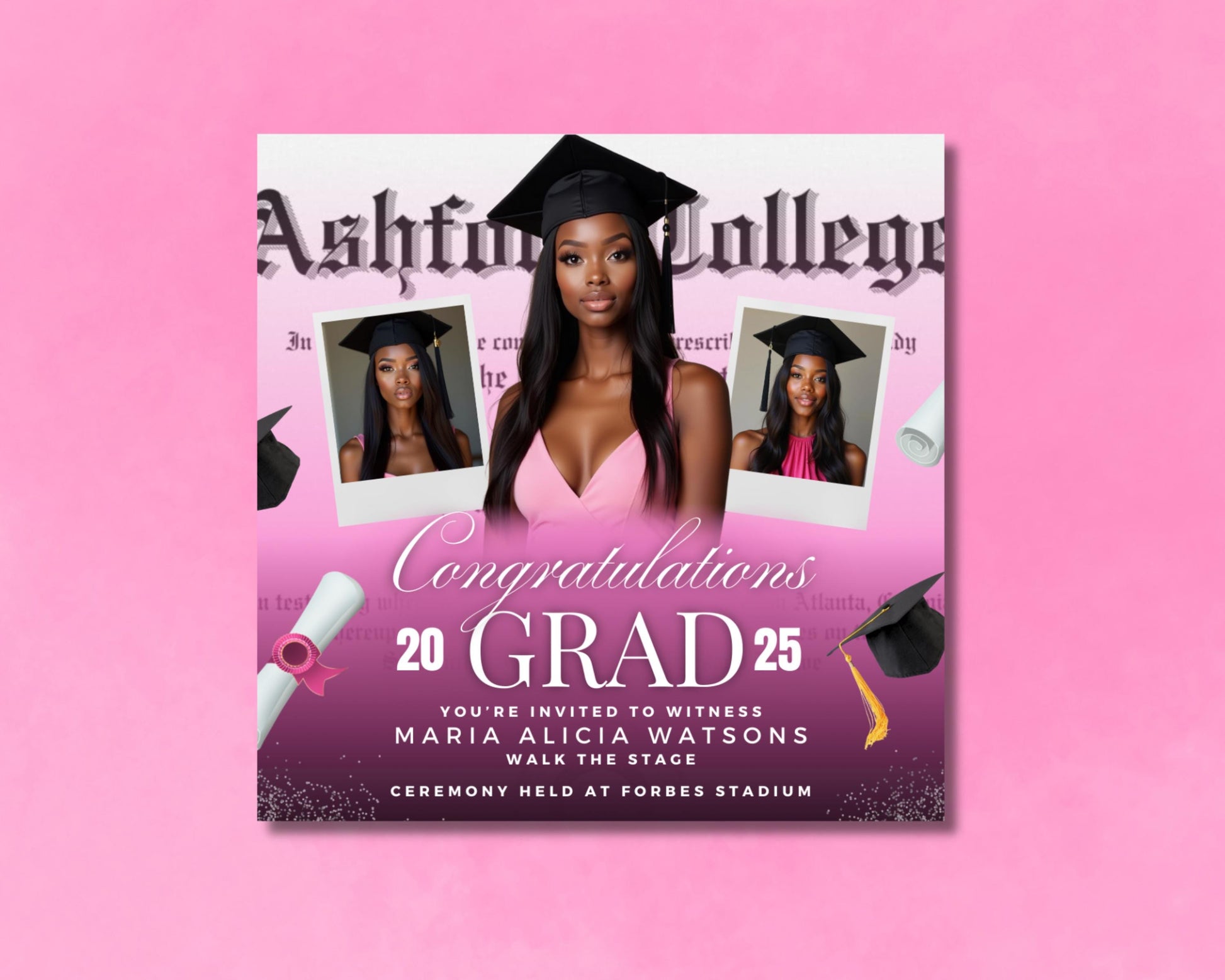 Graduation flyer template
Pink graduation invitation
Graduation announcement
Elegant graduation flyer
Graduation ceremony invitation
College grad flyer
Graduation
Grad
Class of 2025 
Commencement
Announcement
Invitation
Celebration
Party
Ceremony
Pink
Rose Gold
Pastel Pink
Blush Pink
Feminine
Elegant
Glamorous
Celebratory
Modern
Chic
Editable graduation flyer
Canva graduation template
Printable grad invitation
Digital grad announcement
DIY graduation flyer