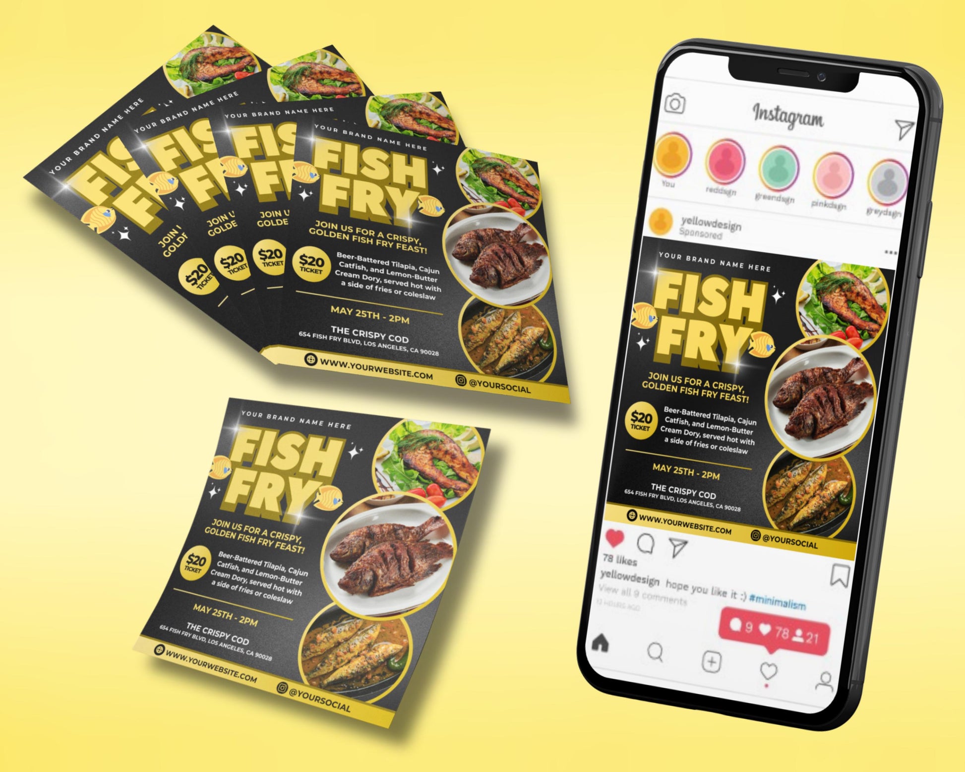 Restaurant Flyer
Seafood
Crispy Fish
Tilapia
Catfish
Cream Dory
Beer Battered
Cajun
Lemon Butter
Food Event
Party Flyer
Restaurant Promotion
Takeout Flyer
Delivery Flyer
Social Media Template
Printable Flyer
Fish Fry Flyer
Seafood Event
Restaurant Template
Food Promotion
Crispy Golden Fish
Tilapia Catfish Fry
Beer Battered Fish
Cajun Seafood
Lemon Butter Dory
Food Festival Flyer
Party Invitation
Restaurant Marketing
Takeout Menu Design
Event Announcement
Fish and Chips
Summer Food Event