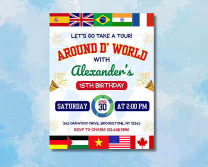 Around the World
World Tour
Travel Theme
Adventure
Exploration
Global Celebration
International Party
Destination Party
Cultural Celebration
Birthday Invitation
Birthday Party
Celebration
Party Invite
Invitation Template
Printable Invitation
Digital Invitation
Passport Invitation
Map Background
World Map
Flags
Suitcase
Globe
Airplane
Vintage Travel
Modern Travel
Illustrated
Graphic Design
Customizable
Kids Birthday
Teen Birthday
Adult Birthday