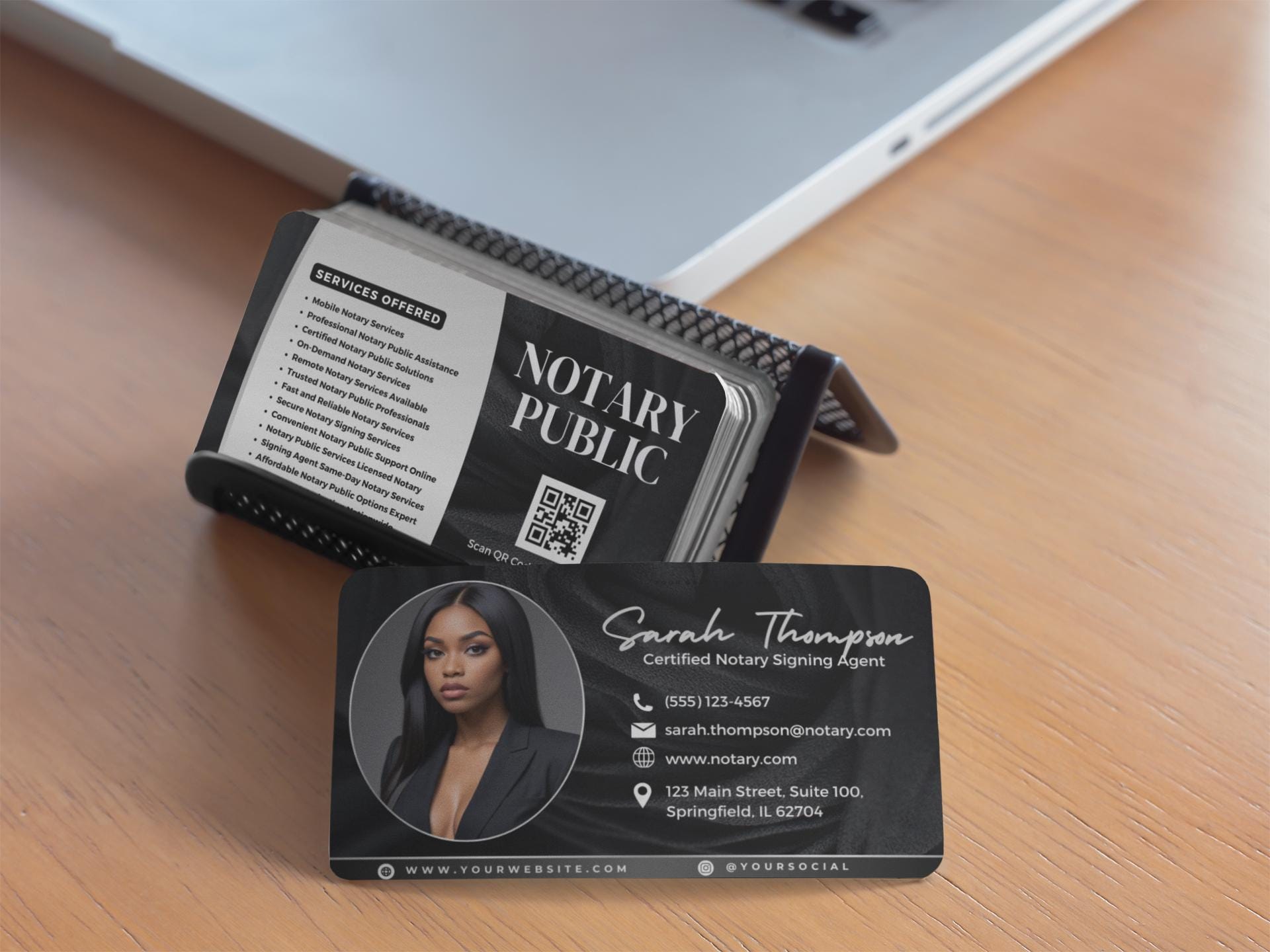 Notary Public
Notary Signing Agent
Business Card
Professional
Modern
Elegant
Black and White
Photo
Contact Information
Services
Mobile Notary Services
Professional Notary Public Assistance
Certified Notary Public Solutions
On-Demand Notary Services
Trusted Notary Public Professionals
Fast and Reliable Notary Services
Secure Notary Signing Services
Convenient Notary Public Support Online
Notary Public Services Licensed Notary
Signing Agent Same-Day Notary Service
Affordable Notary Public Options