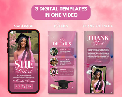 Graduation
Invite
Invitation
Video invitation
Animated invitation
E-invite
Digital invite
Ceremony
Celebration
Commencement
Party
Event
RSVP
Graduate
Future
Success
Achievement
Milestone
Graduation cap
Diploma
Graduation gown