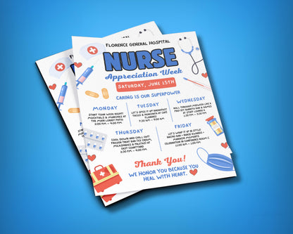 Nurse Appreciation
Nurses Week
Healthcare Appreciation
Hospital Staff
Thank You Nurses
Appreciation Flyer
Event Flyer
Hospital Event
Staff Appreciation
Workplace Appreciation
Medical Theme
Stethoscope
Nurse Hat
Syringe
Band-Aids
Thermometer
Pill Bottle
First Aid Kit
Heart Icons
Cute Flyer
Cheerful Design
Colorful Flyer
Modern Flyer
Playful Design
Heartfelt Appreciation
Nurse Appreciation Flyer
Nurses Week Template
Hospital Staff Appreciation
Thank You Nurse Flyer
Digital Nurse Appreciation