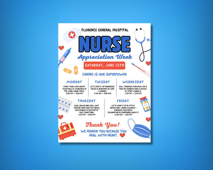 Nurse Appreciation
Nurses Week
Healthcare Appreciation
Hospital Staff
Thank You Nurses
Appreciation Flyer
Event Flyer
Hospital Event
Staff Appreciation
Workplace Appreciation
Medical Theme
Stethoscope
Nurse Hat
Syringe
Band-Aids
Thermometer
Pill Bottle
First Aid Kit
Heart Icons
Cute Flyer
Cheerful Design
Colorful Flyer
Modern Flyer
Playful Design
Heartfelt Appreciation
Nurse Appreciation Flyer
Nurses Week Template
Hospital Staff Appreciation
Thank You Nurse Flyer
Digital Nurse Appreciation