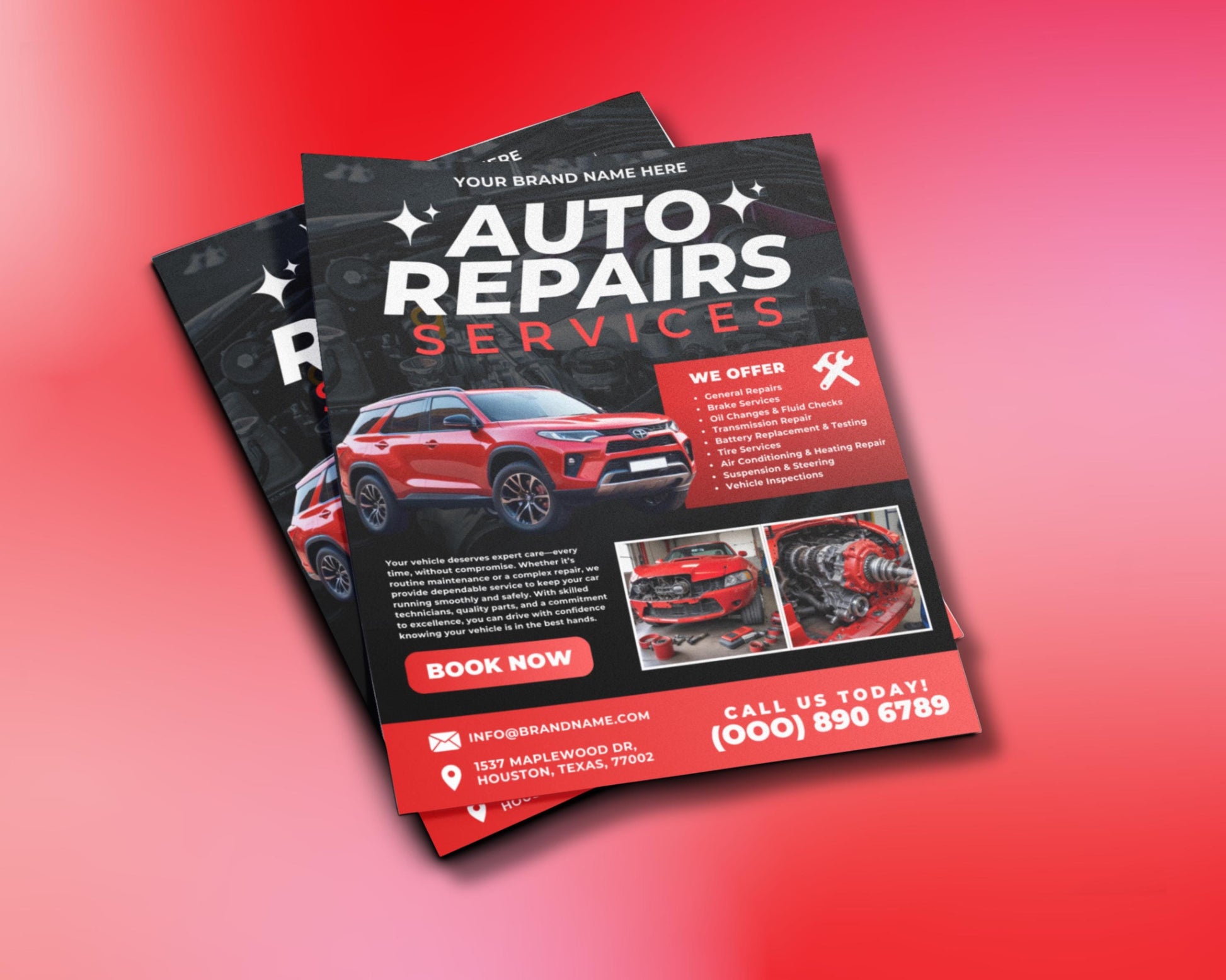 Auto Repair Flyer
Car Repair Template
Auto Service Flyer
Mechanic Shop Flyer
Vehicle Maintenance
Car Garage Marketing
Automotive Business
Service Flyer
Small Business Flyer
DIY Auto Shop Ad
Oil Change Flyer
Tire Rotation Flyer
Brake Inspection
Engine Diagnostics
AC Repair Service
Battery Check
Tune Up Service
Vehicle Inspection
Maintenance Service
Diagnostic Services
Roadside Assistance
Modern Auto Flyer
Professional Mechanic
Clean Design
Industrial Look