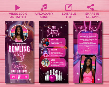 Bowling Party
Birthday Invitation
Animated Invite
Digital Invitation
Evite Template
Video Invitation
Pink Birthday
Girls Birthday
Adult Birthday
Party Evite
Mobile Invitation
Sports Party
Strike Party
Custom Invitation
Bowling party invitation
Animated bowling invite
Digital birthday invitation
Editable party template
Video invitation for bowling
Electronic bowling evite
Mobile invitation
Pink bowling party
Girls birthday invitation
Adult birthday party
Birthday evite