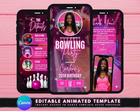 Bowling Party
Birthday Invitation
Animated Invite
Digital Invitation
Evite Template
Video Invitation
Pink Birthday
Girls Birthday
Adult Birthday
Party Evite
Mobile Invitation
Sports Party
Strike Party
Custom Invitation
Bowling party invitation
Animated bowling invite
Digital birthday invitation
Editable party template
Video invitation for bowling
Electronic bowling evite
Mobile invitation
Pink bowling party
Girls birthday invitation
Adult birthday party
Birthday evite