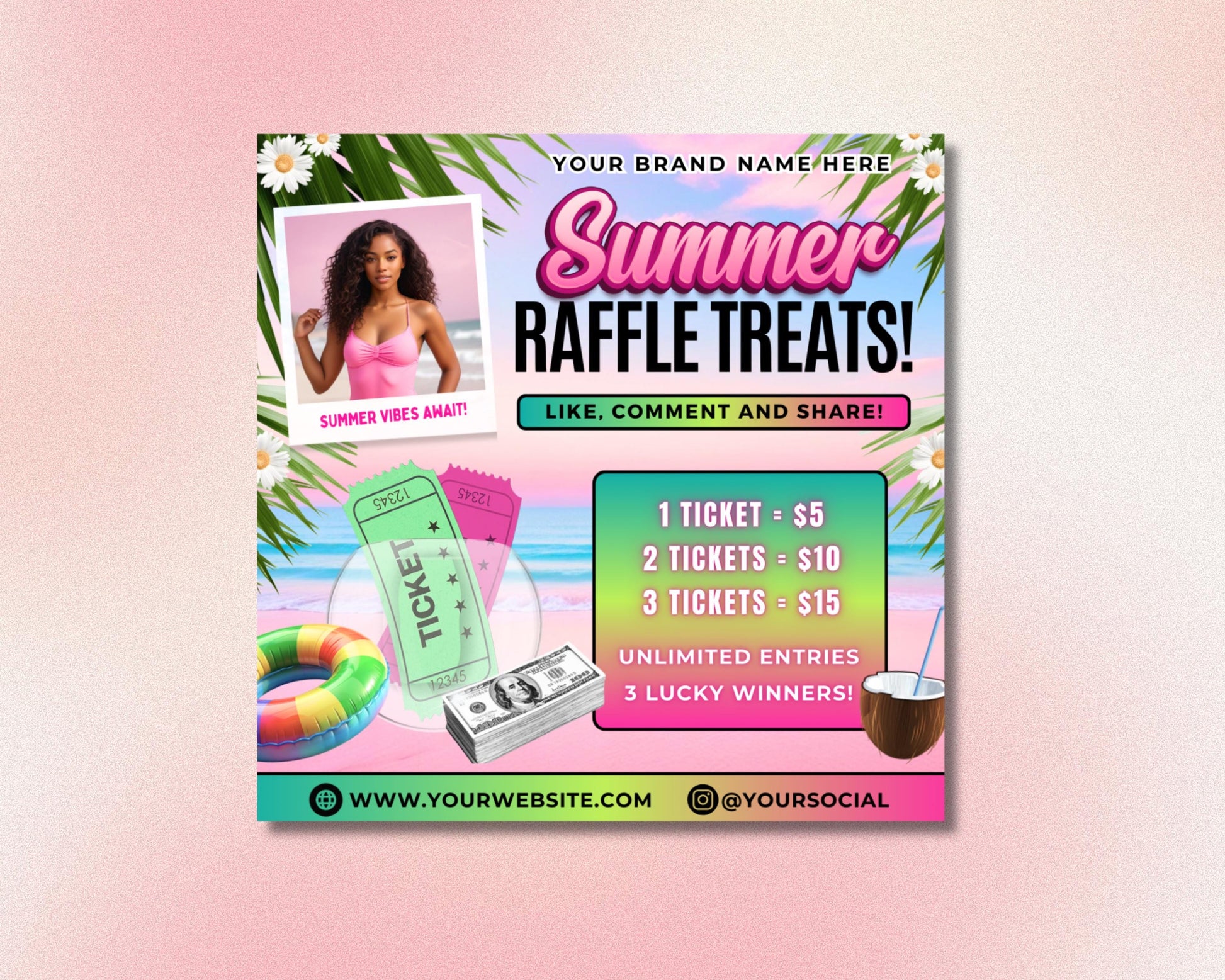 Summer Flyer
Booking Flyer
Raffle Flyer
Beauty Flyer
Hair Flyer
Salon Flyer
Summer Sale
Promotion Flyer
Event Flyer
Social Media Post
Flyer Template
Canva Template
Bundle Template
Hair Extensions
Frontals
Closures
Bohemian Curl
Peruvian Wave
Hair Appointment
Book Now
$30 Deposit
Summer Hair
Beauty Salon
Hair Stylist
Raffle Ticket
Summer Vibes
Lucky Winners
Raffle Treats
Discount Raffle
Summer Booking Flyer
Hair Extension Flyer
Beauty Salon Template
Summer Raffle Flyer
Small Business Flyer
