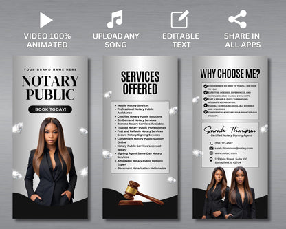 Notary Public
Notary Signing Agent
Legal Services
Business Story
Instagram Story
Social Media Story
Animated Story
Vertical Ad
Mobile Ad
Template
Editable Text
Shareable
Specific Services
Mobile Notary Services
Notary Public Assistance
Notary Public Solutions
Notary Services Available
Notary Public Professionals
Fast and Reliable Notary Services
Secure Notary Signing Services
Notary Public Services Licensed Notary
Signing Agent Same-Day Notary Services
Affordable Notary Public Options Expert