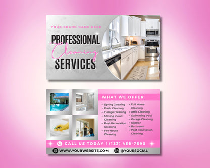 Cleaning Services
Professional Cleaning
House Cleaning
Commercial Cleaning
Cleaning Business
Service Flyer
Business Card
Marketing Material
Template
Editable
Print Ready
Spring Cleaning
Basic Cleaning
Garage Cleaning
Moving In/Out Cleaning
Post-Renovation Cleaning
Pre-House Cleaning
Full Home Cleaning
Attic Cleaning
Swimming Pool Cleaning
Kitchen Cleaning
Bathroom Cleaning
Clean Kitchen
Clean Bathroom
Swimming Pool
Sparkling Clean
Fresh
Modern Design
Cleaning Service Flyer
