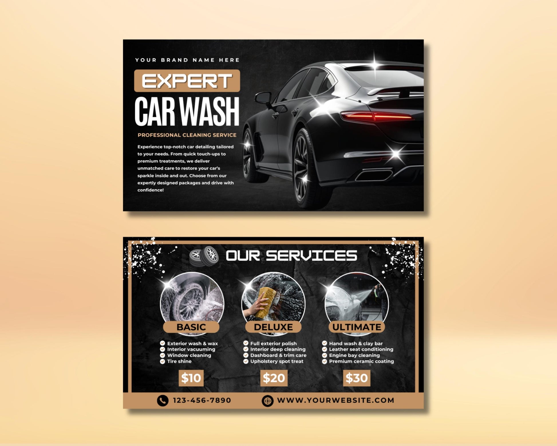 Car Wash
Car Detailing
Auto Detailing
Vehicle Cleaning
Professional Car Wash
Car Cleaning Service
Auto Care
Service Flyer
Business Card
Marketing Material
Template
Editable
Print Ready
Exterior Wash & Wax
Interior Vacuuming
Window Cleaning
Tire Shine
Full Exterior Polish
Interior Deep Cleaning
Dashboard & Trim Care
Upholstery Spot Treat
Hand Wash & Clay Bar
Leather Seat Conditioning
Engine Bay Cleaning
Premium Ceramic Coating
Clean Car
Shiny Car
Car Wheels
Washing Car
Polishing Car
Modern Design
