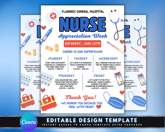 Nurse Appreciation
Nurses Week
Healthcare Appreciation
Hospital Staff
Thank You Nurses
Appreciation Flyer
Event Flyer
Hospital Event
Staff Appreciation
Workplace Appreciation
Medical Theme
Stethoscope
Nurse Hat
Syringe
Band-Aids
Thermometer
Pill Bottle
First Aid Kit
Heart Icons
Cute Flyer
Cheerful Design
Colorful Flyer
Modern Flyer
Playful Design
Heartfelt Appreciation
Nurse Appreciation Flyer
Nurses Week Template
Hospital Staff Appreciation
Thank You Nurse Flyer
Digital Nurse Appreciation