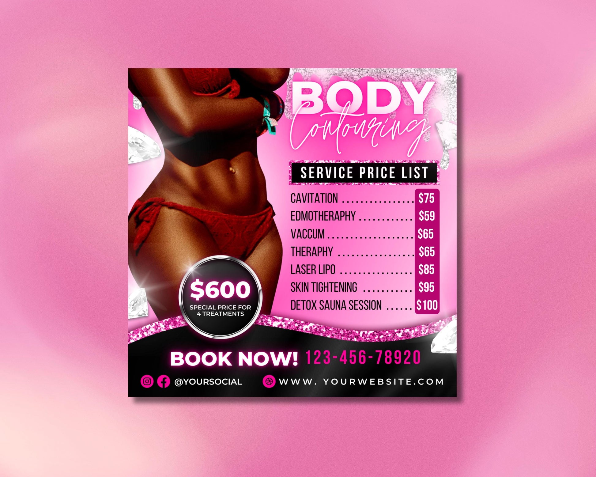 Body Contouring
Price List
Service Menu
Beauty Salon
Med Spa
Esthetician
Body Sculpting
Weight Loss
Cavitation
Laser Lipo
Skin Tightening
Detox Sauna
Business Flyer
Marketing Template
Editable Template
Digital Download
Pink Black
Small Business
Salon Price List
Spa Services
Instant Download
Beauty Business
Professional
Body contouring specialists
Estheticians
Med spas
Beauty salons
Weight loss clinics
Spa owners
Business owners