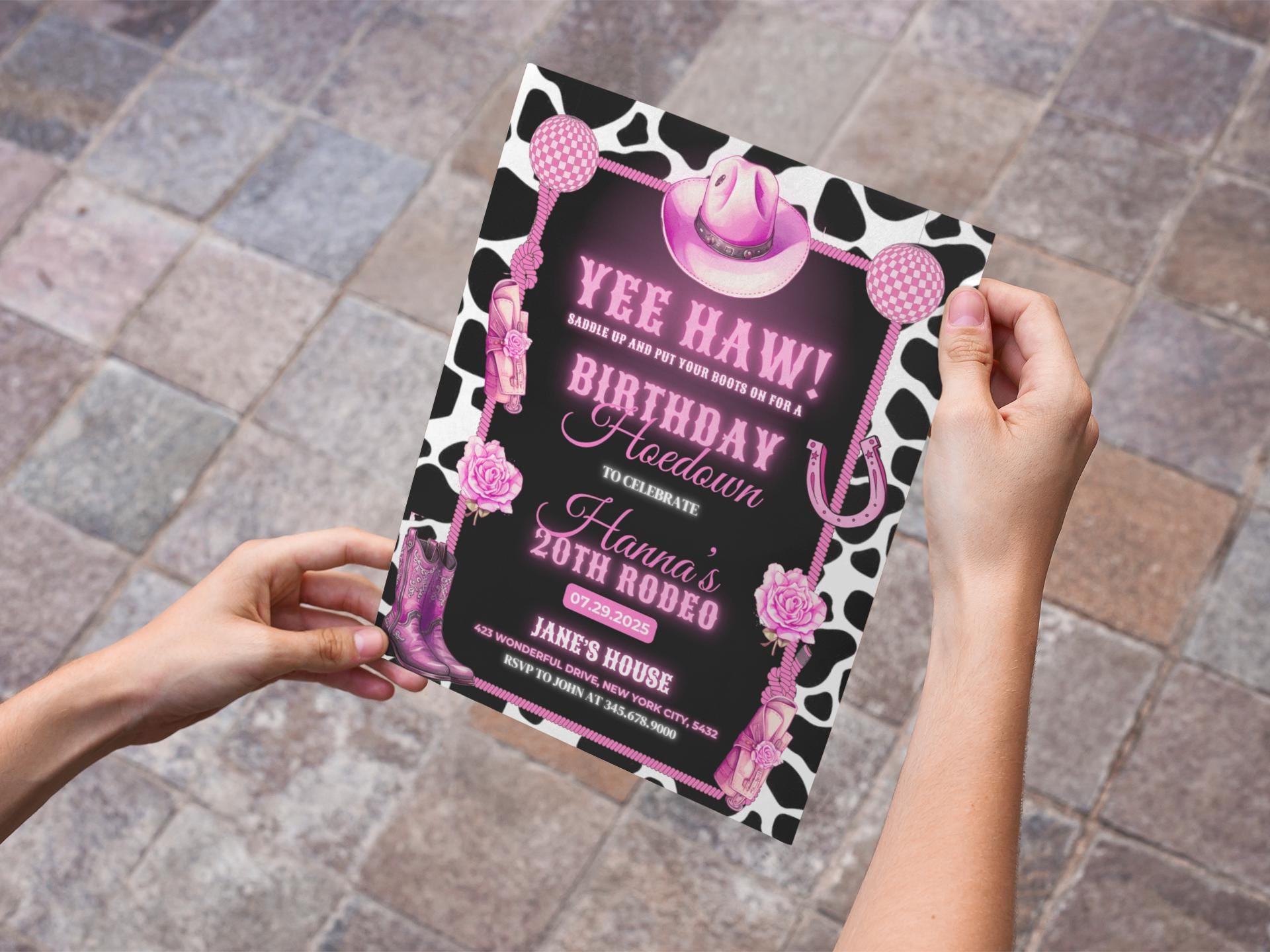 Pink Hoedown
Western Party
Cowgirl Party
Birthday Invitation
Rodeo Party
Barn Dance
Digital Download
Editable Template
Printable Invite
Adult Birthday
20th Birthday (specific to example)
Yee Haw
Saddle Up
Boots On
Rustic Party
Country Party
Girls Birthday
Custom Invitation
Instant Download
Black Pink
Party Flyer