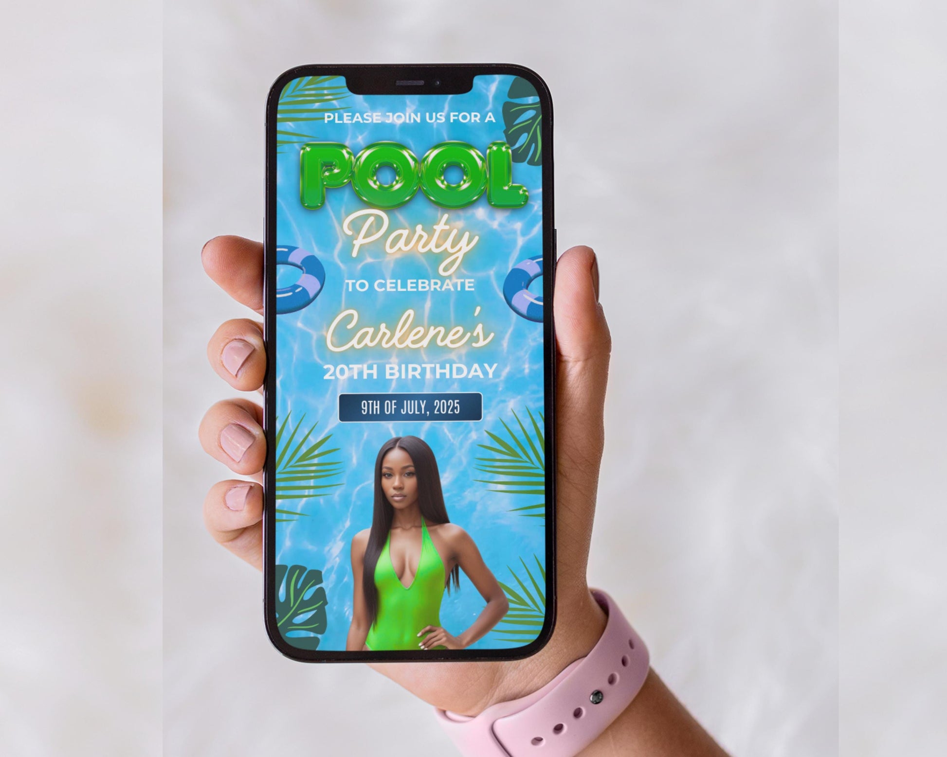 Animated Pool Party Birthday Invitation, DIY Template Design, Pool Party Video Invite, Digital Bday Invite, Premade Swim Party Celebration