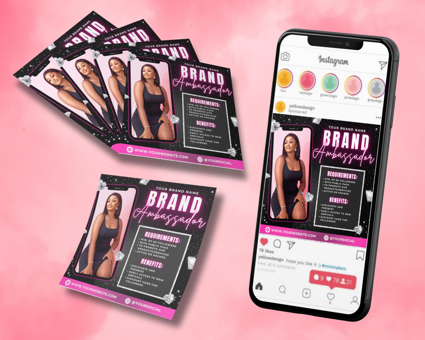 brand ambassador flyer, diy flyer template design, social media influencer, nails hair salon lashes ambassador flyer, premade editable flyer