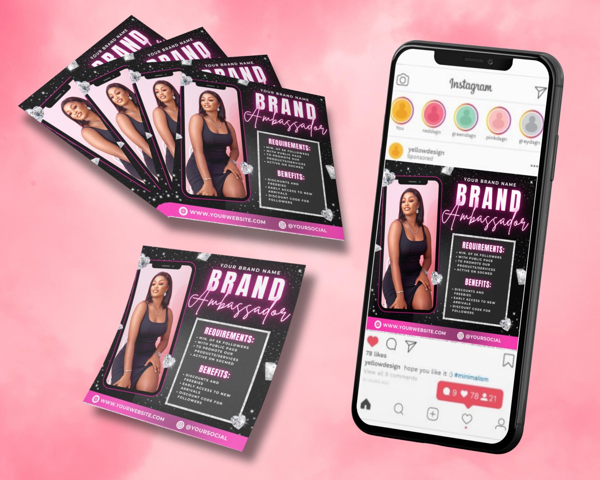 Brand Ambassador Flyer, DIY Flyer Template Design, Social Media Influencer, Nails Hair Salon Lashes Ambassador Flyer, Premade Editable Flyer