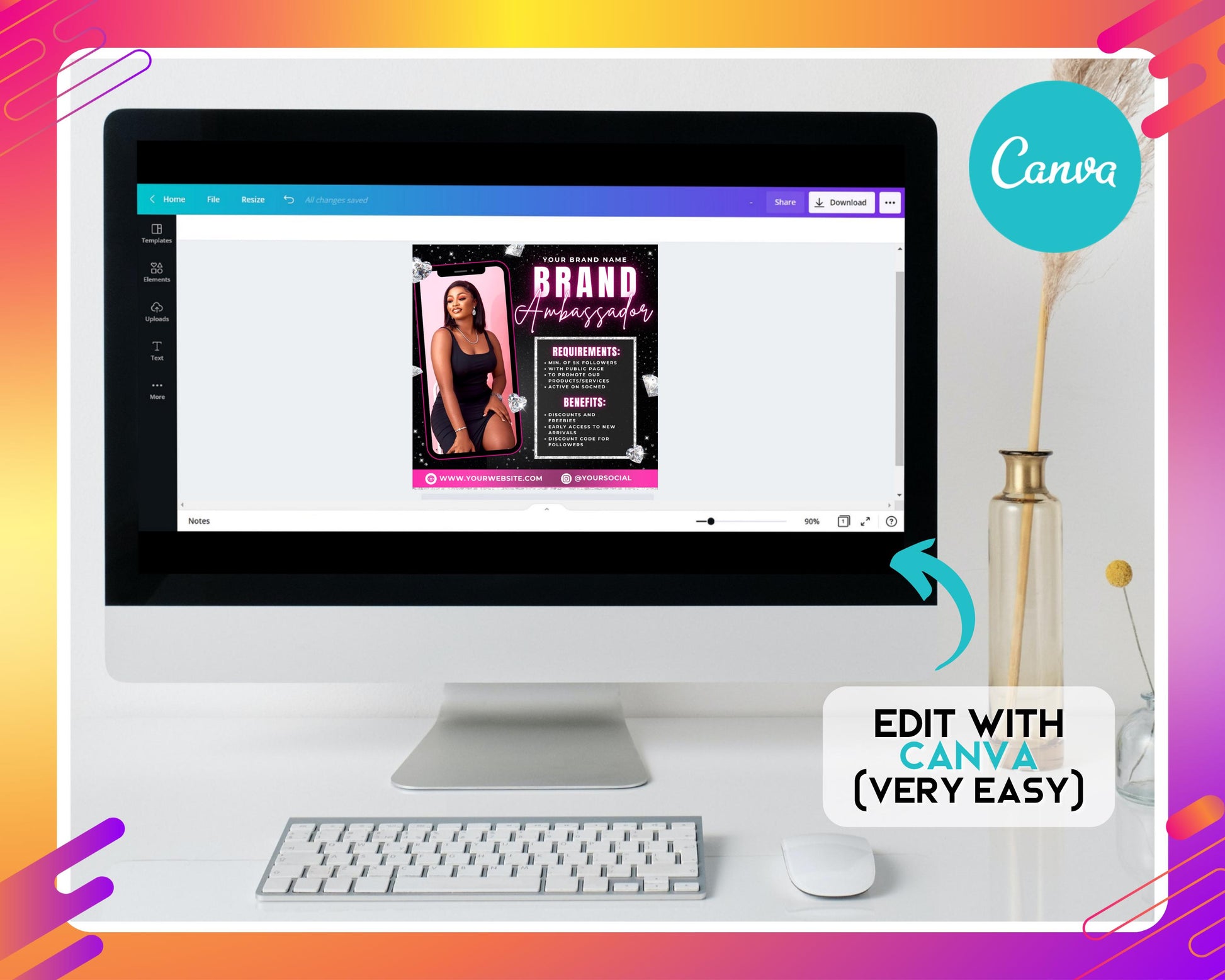 Brand Ambassador Flyer, DIY Flyer Template Design, Social Media Influencer, Nails Hair Salon Lashes Ambassador Flyer, Premade Editable Flyer