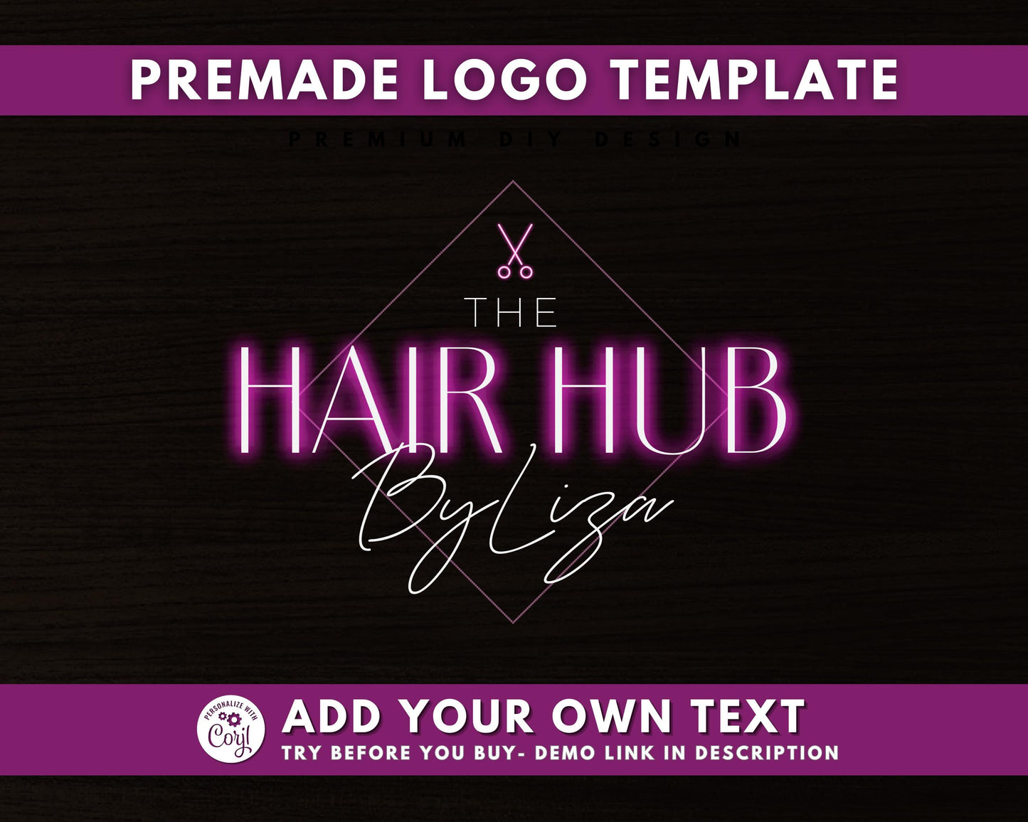 hairstylist logo, diy logo design template, salon logo, makeup logo, braids logo, hair wig bundles extensions logo, premade hairdresser logo