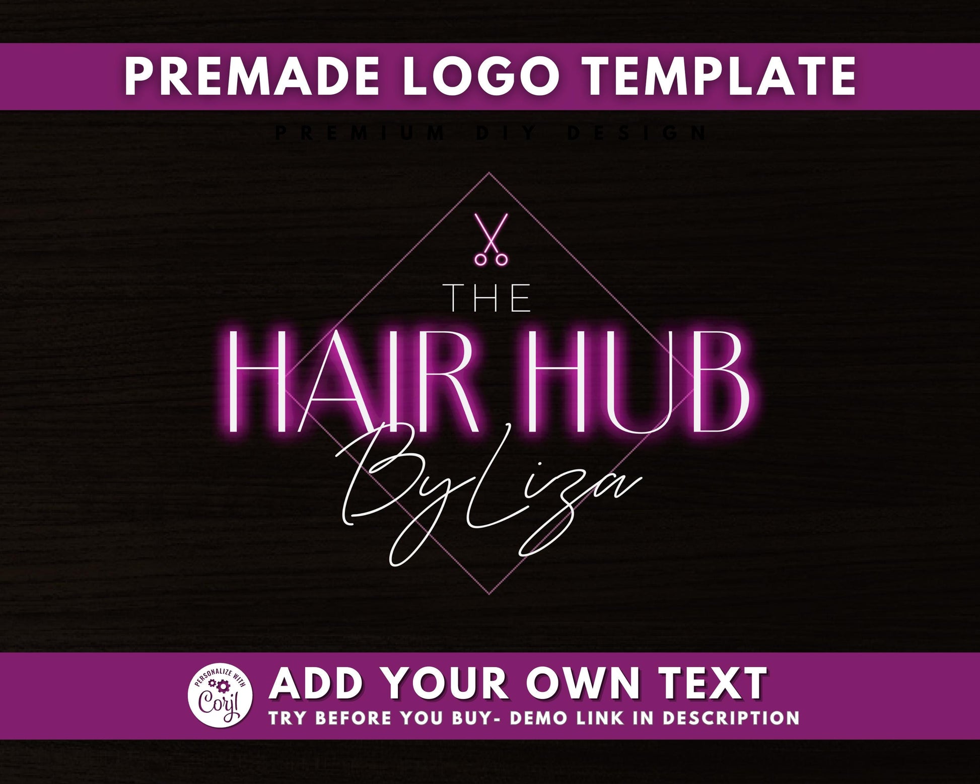 Hairstylist Logo, DIY Logo Design Template, Salon Logo, Makeup Logo, Braids Logo, Hair Wig Bundles Extensions Logo, Premade Hairdresser Logo