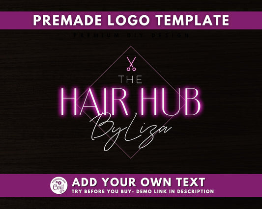 Hairstylist Logo, DIY Logo Design Template, Salon Logo, Makeup Logo, Braids Logo, Hair Wig Bundles Extensions Logo, Premade Hairdresser Logo