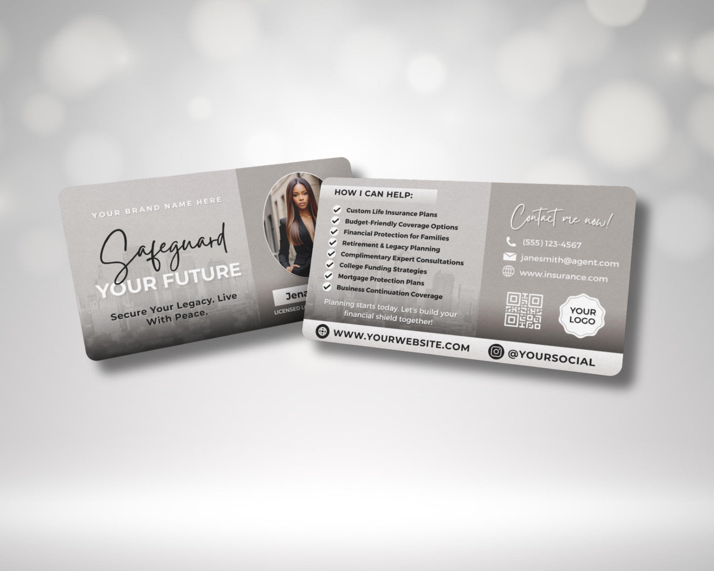 business card
insurance agent
life insurance
financial advisor
financial planner
editable card
canva template
digital card
professional card
modern business
contact card
networking card
wealth management
retirement plan
legacy planning
custom card
small business
agent marketing
business template
grey business card