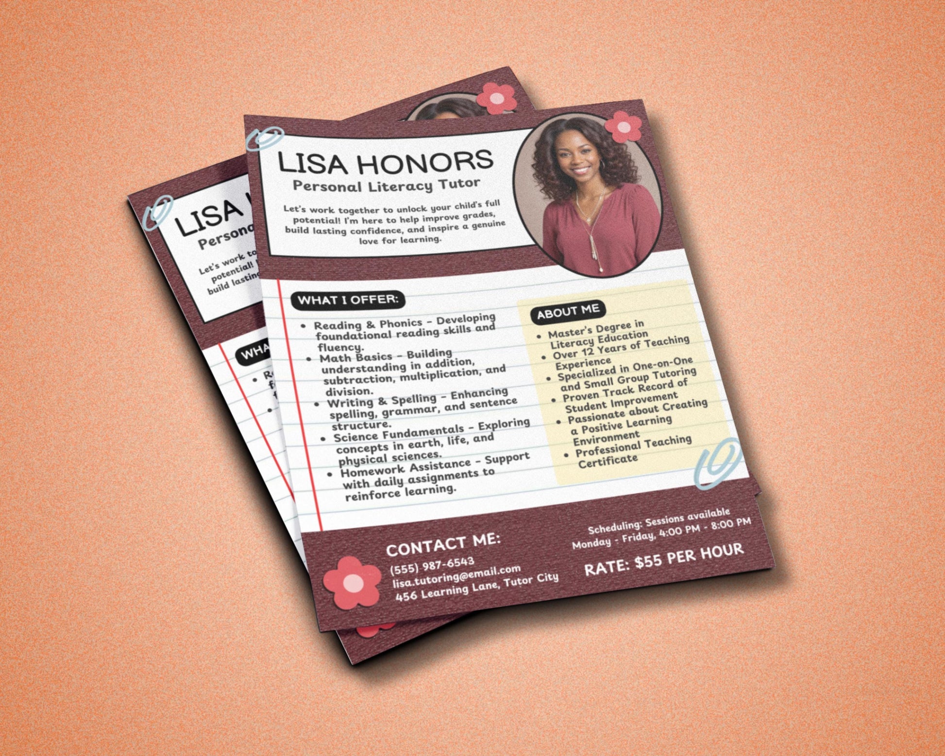 Personal Literacy Tutor Services
Literacy Support
Individualized
Reading Comprehension
Phonics
Writing Skills
Progress Updates
One-on-One Tutoring
Small Group Tutoring
Positive Learning Environment
Teaching Experience
Academic Support
Educational Services
Homework Help
Test Preparation
Subject Tutoring
Learning Assistance
Child Education
Elementary School
Middle School
High School
Personalized Learning
Experienced Tutor
Certified Teacher
Affordable Tutoring
Flexible Scheduling
Online Tutoring