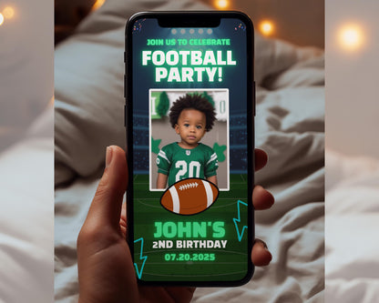 Animated Football Party Invitation, DIY Template Design, Football Birthday Video Invite, Football Theme Event, Premade Sports Party E-invite