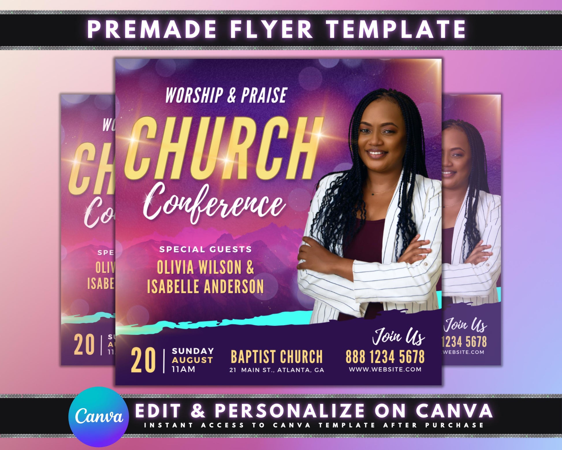 Church Flyer
Church Conference
Worship Praise
Christian Event
Gospel Concert
Ministry Flyer
Event Flyer
Digital Download
Editable Template
Revival Flyer
Guest Speaker
Faith Based
Bible Study
Church Promotion
Modern Church
Purple Flyer
Instant Download
Canva Template
Spiritual Event
Religious Flyer
Church marketing
Sermon announcement
Conference details
Worship service promotion