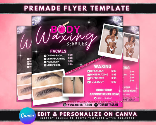 Waxing Services
Body Waxing
Beauty Salon
Price List
Service Menu
Esthetician
Brazilian Wax
Bikini Wax
Eyebrow Wax
Full Body Wax
Facials
Dermaplaning
Microderm
LED Special
Digital Download
Editable Template
Pink Black
Small Business
Beauty Business
Instant Download
Canva Template
Spa Services
Professional
Waxing services flyer
Beauty salon price list template
Body waxing menu
Esthetician marketing material
Editable waxing services
Bikini waxing services
Full body waxing