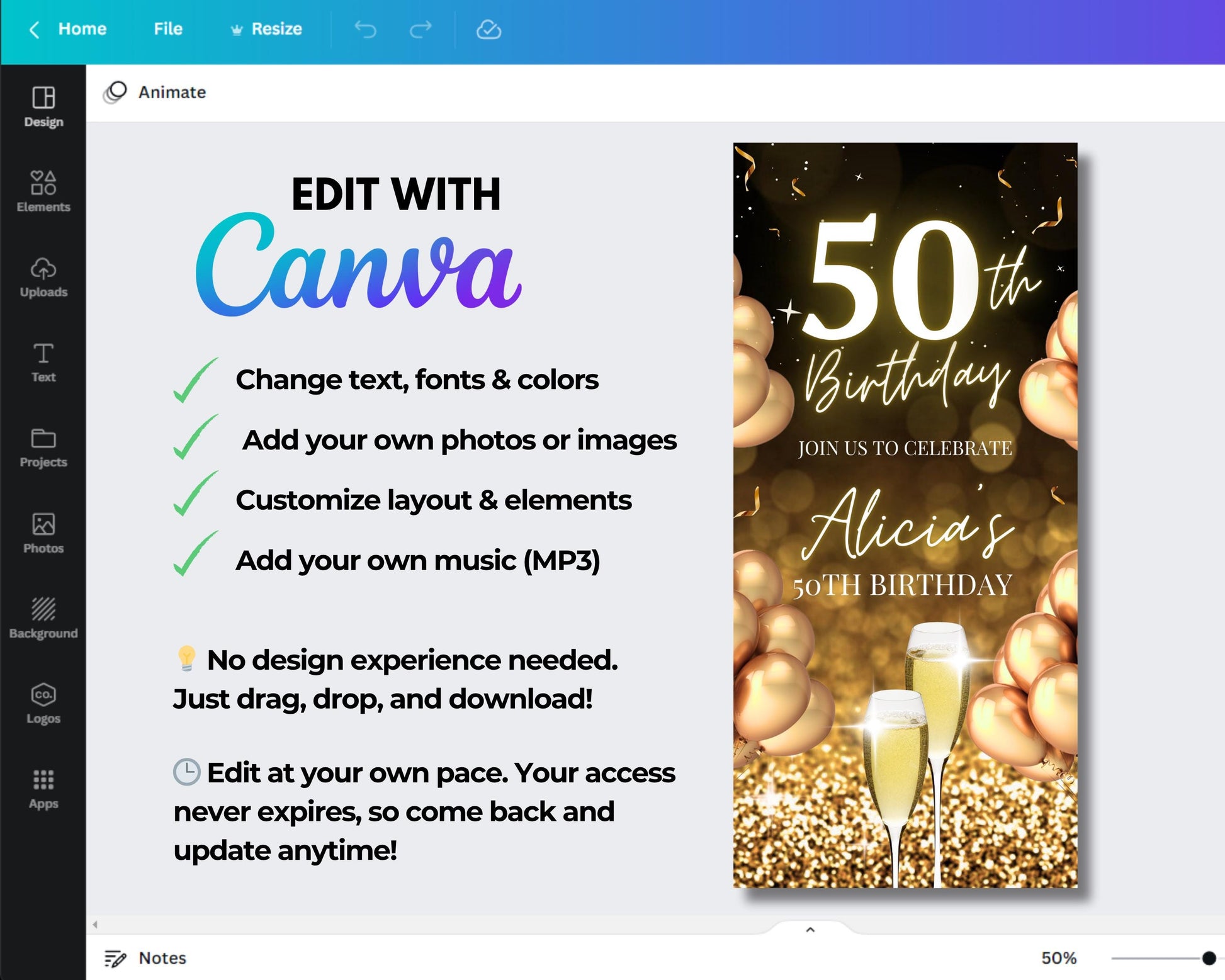 animated birthday invitation
birthday dinner invitation
Instagram video invitation
digital invitation
birthday party video
birthday dinner animation
cake animation
fork and knife animation
champagne toast animation
balloons animation
RSVP
50th Bday