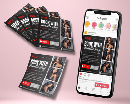 Wigflix Bookings
Wig Installs
Hair Stylist
Hair Booking
Closures
Sew-Ins
Editable Flyer
Canva Template
Digital Download
Luxury Wigs
Hair Business
Salon Marketing
Book Now
Wig Maker
Hair Extensions
Beauty Salon
Deposit Required
Hair Extension Specialist Flyer
Beauty Salon Wig Services
Online Wig Booking Flyer Template
Netflix Inspired Hair Business Flyer