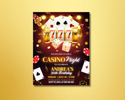 Casino Night
Casino Party
Birthday Invite
Gambling Theme
Vegas Party
Poker Night
Digital Invite
Editable Invite
Canva Template
Party Invitation
Fundraiser Invite
Adult Birthday
Slot Machine
Poker Chips
Dice Game
Black Red Gold
Event Flyer
Custom Invite
Editable Casino Night Party Invitation Template
Digital Gambling Theme Birthday Invite Download
Customizable Vegas Casino Party Invitation
Casino Royale Themed Birthday Party Invitation
30th Birthday Casino Night Invite for Her/Him