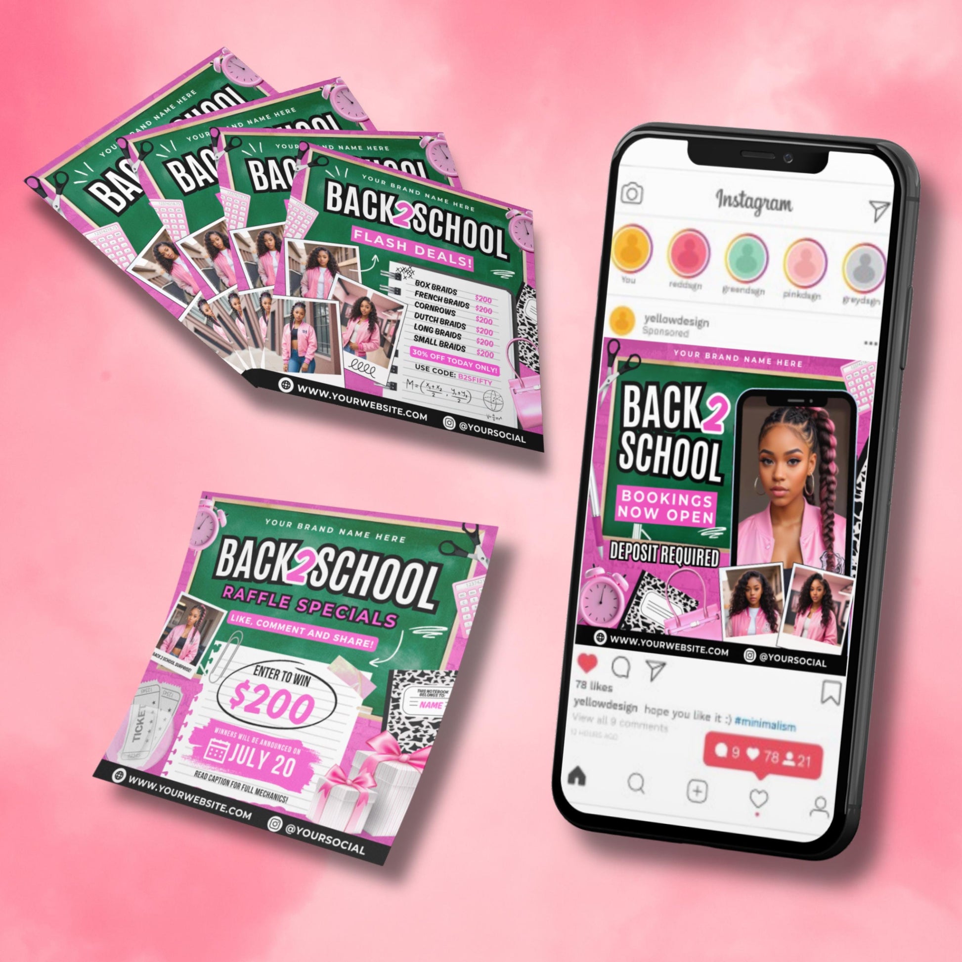 4X Back to School Beauty Flyer, DIY Flyer Template Design, School Hair Specials Flyer, Back 2 School Bookings, Premade Back to School Raffle