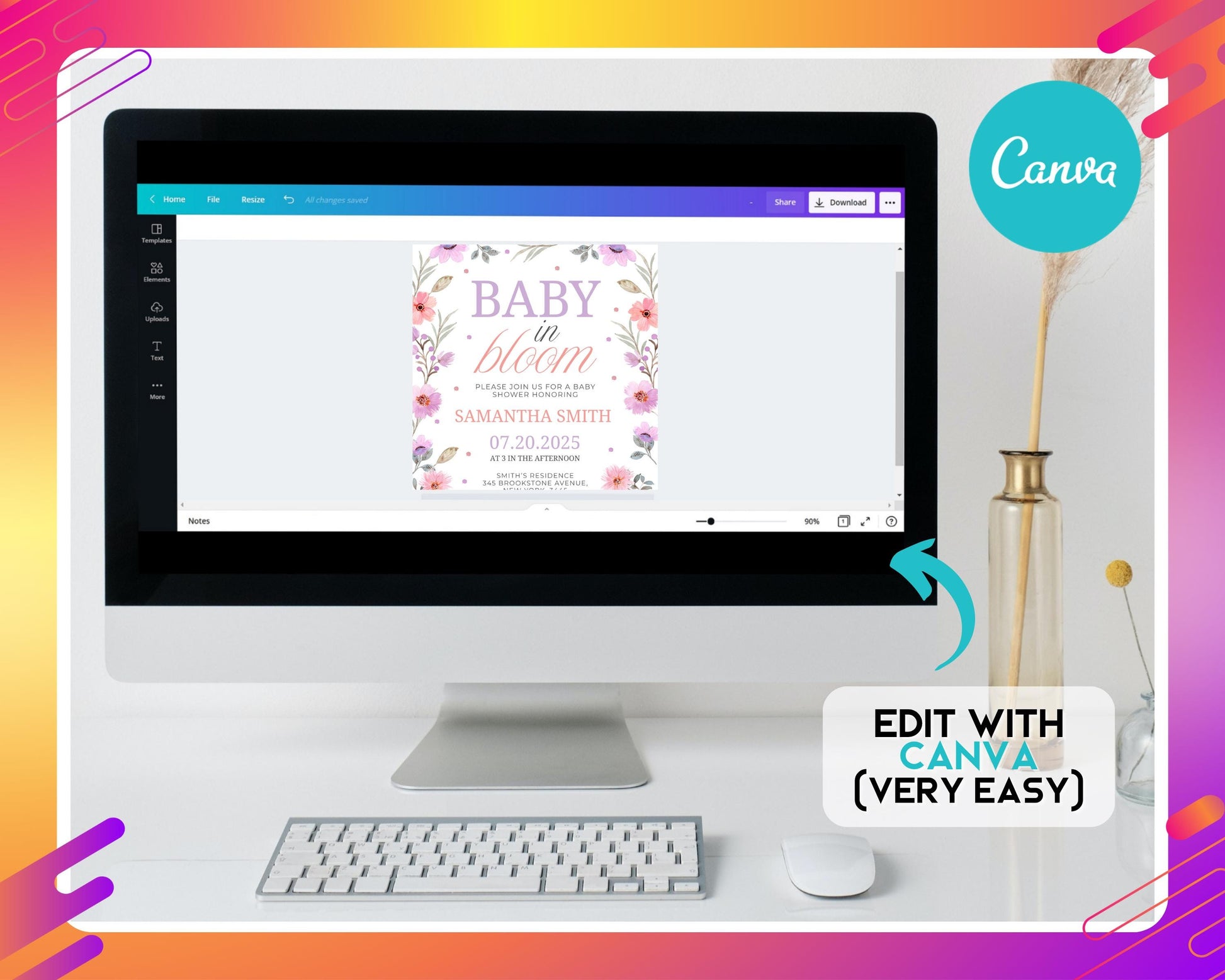 Baby in Bloom
Baby Shower
Baby Shower Invite
Floral Baby Shower
Girl Baby Shower
Pink Purple Shower
Editable Invite
Canva Template
Printable Invite
Digital Invite
Spring Shower
Gender Neutral
Floral Invite
Boho Baby Shower
New Baby
Baby Girl
Baby Boy
