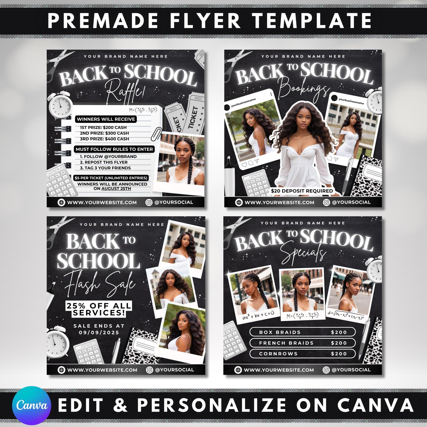back to school
hair braids
hair stylist
beauty flyer
editable template
digital flyer
canva template
bookings open
flash deals
raffle flyer
student discount
kids hair
braider marketing
salon promotion
student haircut & style discount flyer
kids back to school hair braiding flyer
back to school flash sale hair services flyer
enter to win hair raffle back to school flyer
hair braids price list back to school flyer
school year hair appointments flyer
back to school hair care promotion flyer