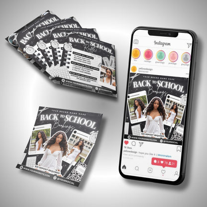 4X Back to School Beauty Flyer, DIY Flyer Template Design, School Hair Specials Flyer, Back 2 School Bookings, Premade BNW Raffle Giveaway