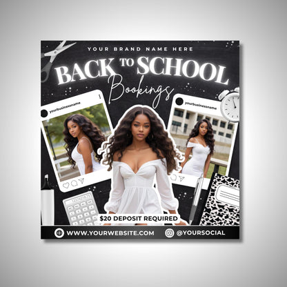 4X Back to School Beauty Flyer, DIY Flyer Template Design, School Hair Specials Flyer, Back 2 School Bookings, Premade BNW Raffle Giveaway