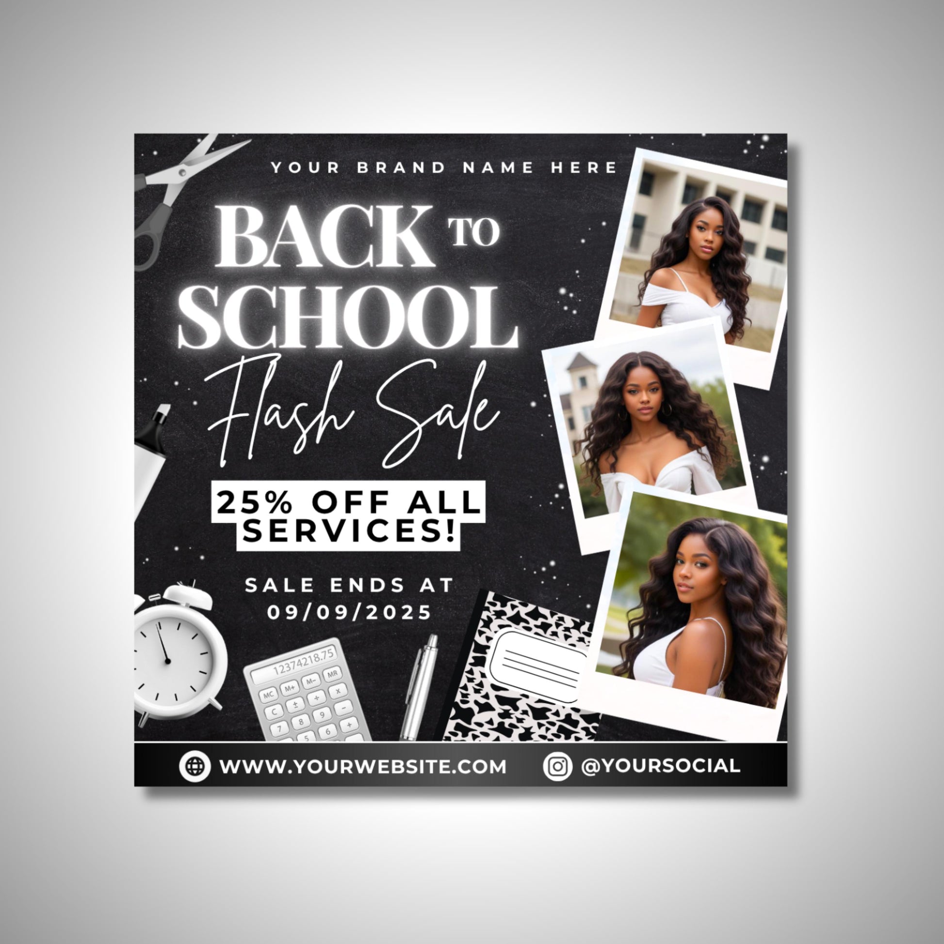 4X Back to School Beauty Flyer, DIY Flyer Template Design, School Hair Specials Flyer, Back 2 School Bookings, Premade BNW Raffle Giveaway